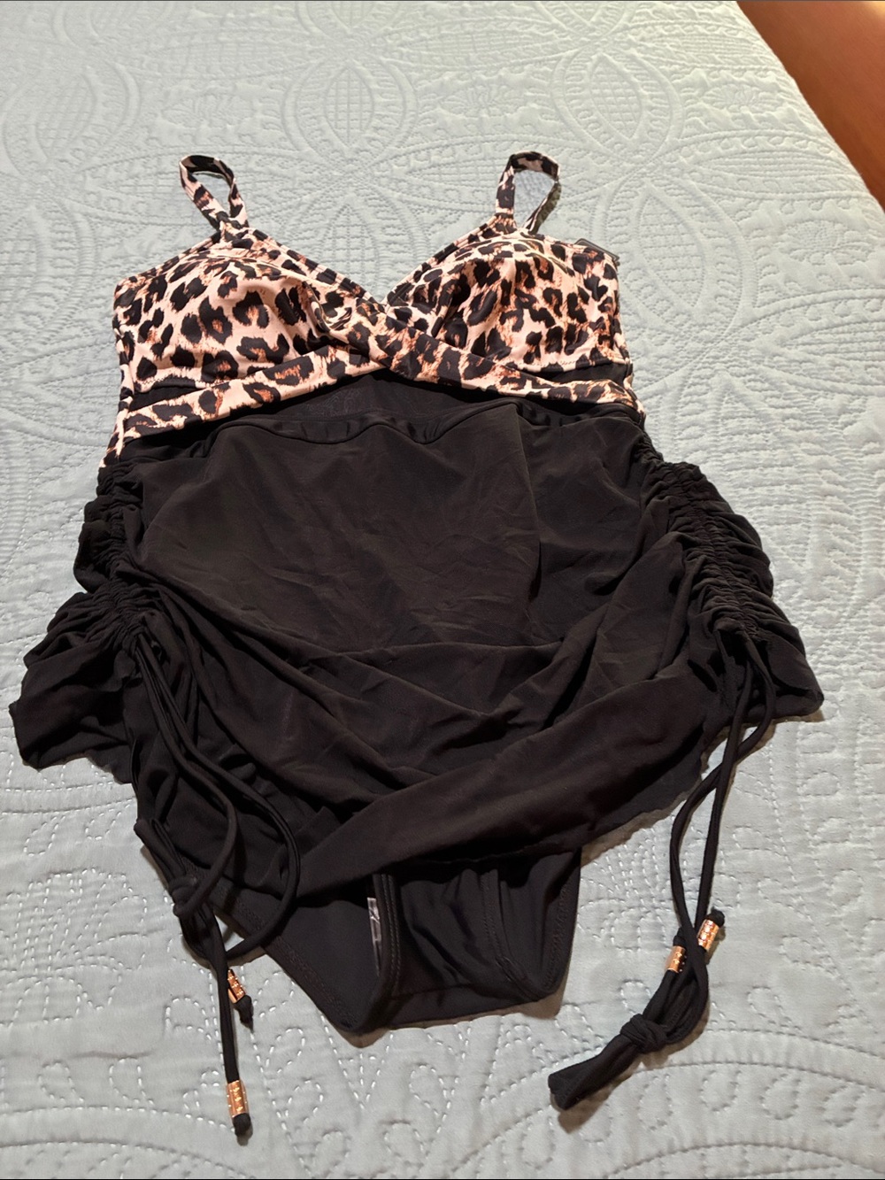 Leopard Print & Black Women's One-Piece Swimsuit